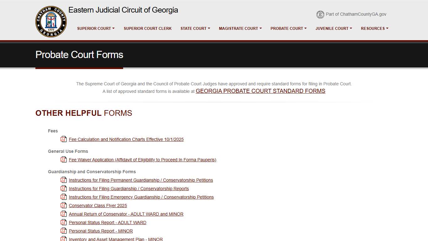 Chatham County, GA - Court System - Forms