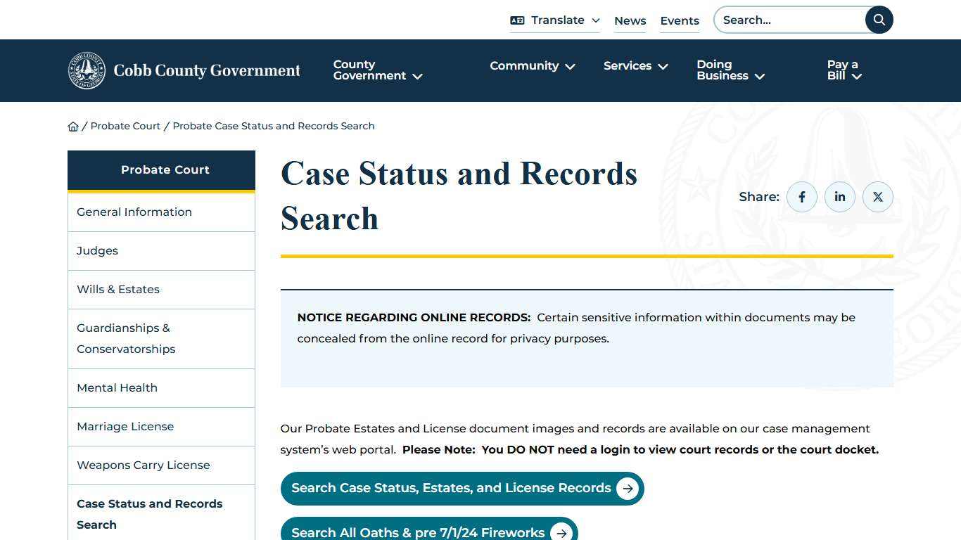Case Status and Records Search | Cobb County Georgia